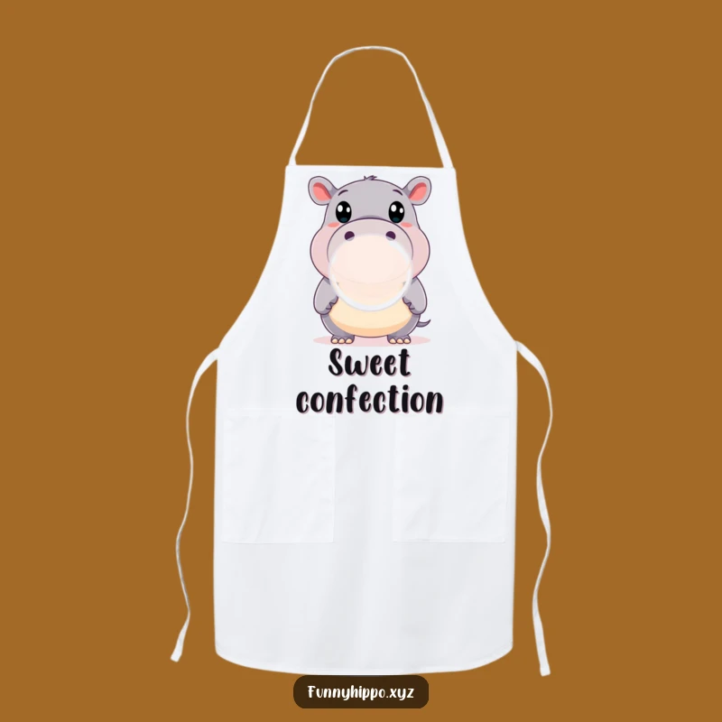 Funny Hippo Bubble Apron: Happy Wide-Eyed Hippo Blowing Big Bubble Perfect Kitchen Gift
