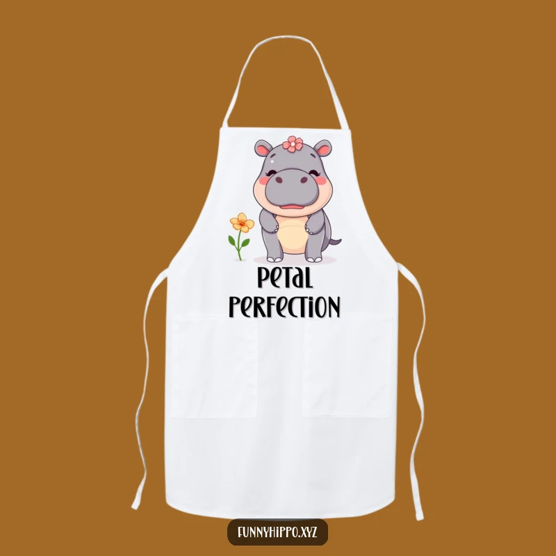 Funny Kawaii Hippo Flower Chef Apron - Balancing Nose Kitchen Fun