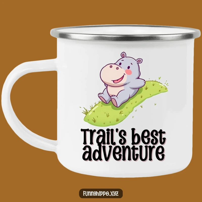 Funny Kawaii Hippo Camping Mug - Outdoor Sliding Adventure Coffee Cup