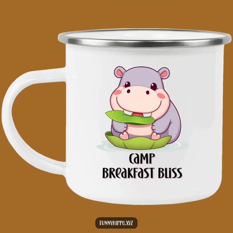Funny Kawaii Hippo Lily Pad Camping Mug: Happy Munching Outdoors