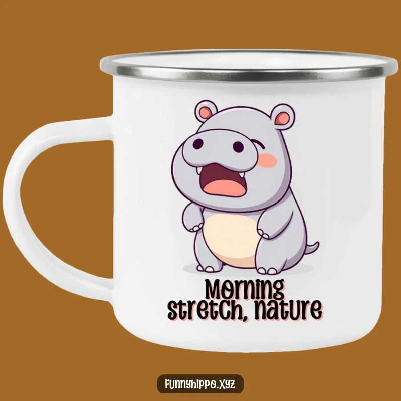 Funny Kawaii Hippo Yawn Camping Mug: Morning Calm, Outdoors Gift