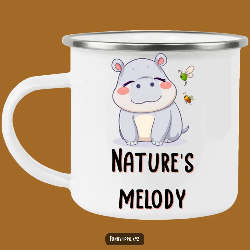 Funny Kawaii Hippo Listening Camping Mug: Peaceful Outdoor Sips
