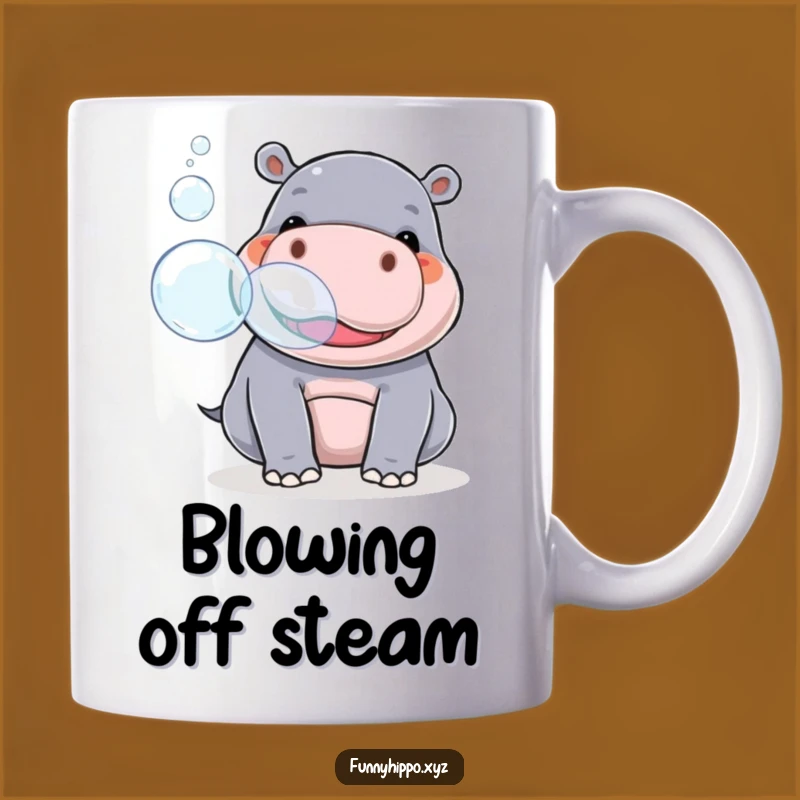 Kawaii Hippo Bubbles Funny Mug Gift - Playful Hippo Snout Bubble Blowing Fun