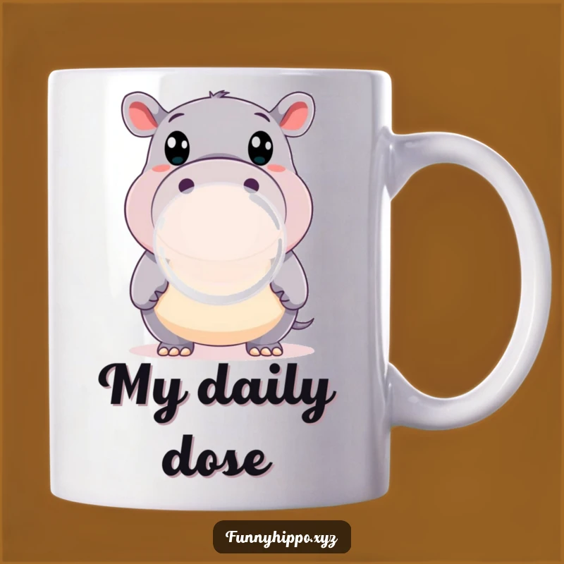 Funny Hippo Bubble Mug: Happy Wide-Eyed Hippo Blowing Big Bubble Perfect Funny Gift