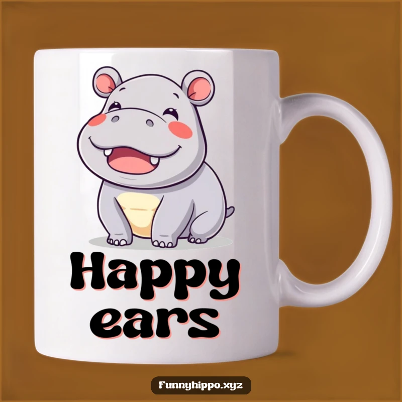 Kawaii Hippo Ears Funny Mug Gift - Wiggling Hippo Pure Delight Expression