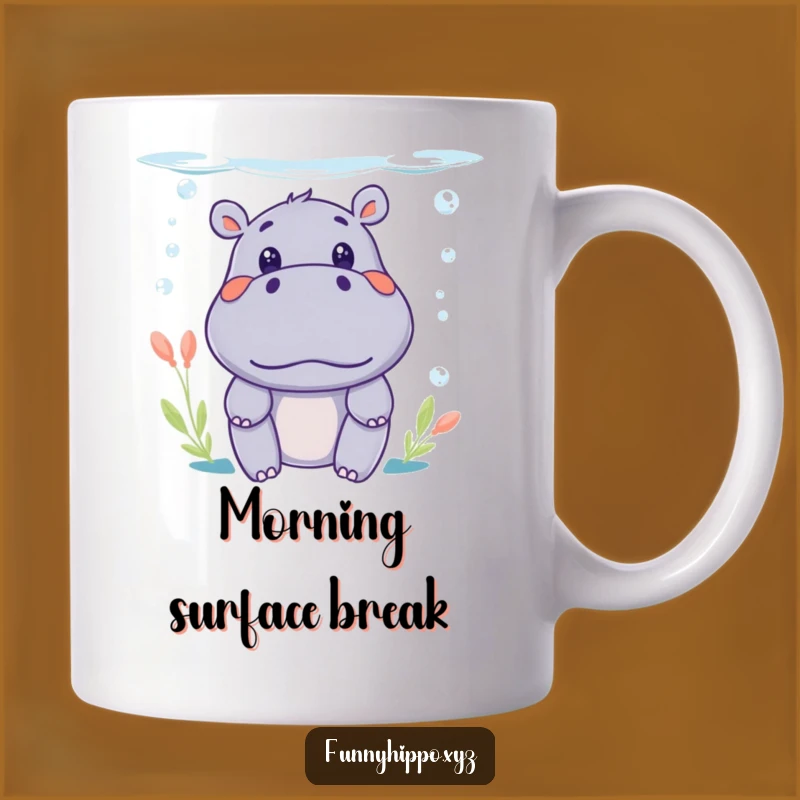 Funny Kawaii Hippo Surprise Mug: Peek-a-Boo Underwater Laughs, Gift Idea