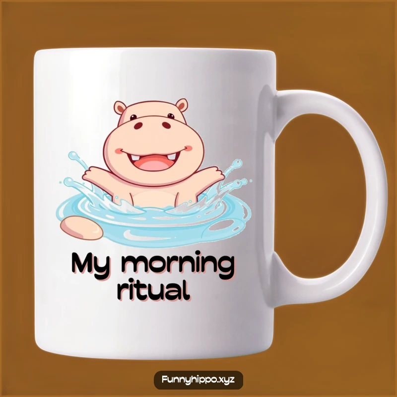 Funny Hippo Pool Splash Mug: A Cheerful Hippo's Joyful Dive Perfect Funny Gift