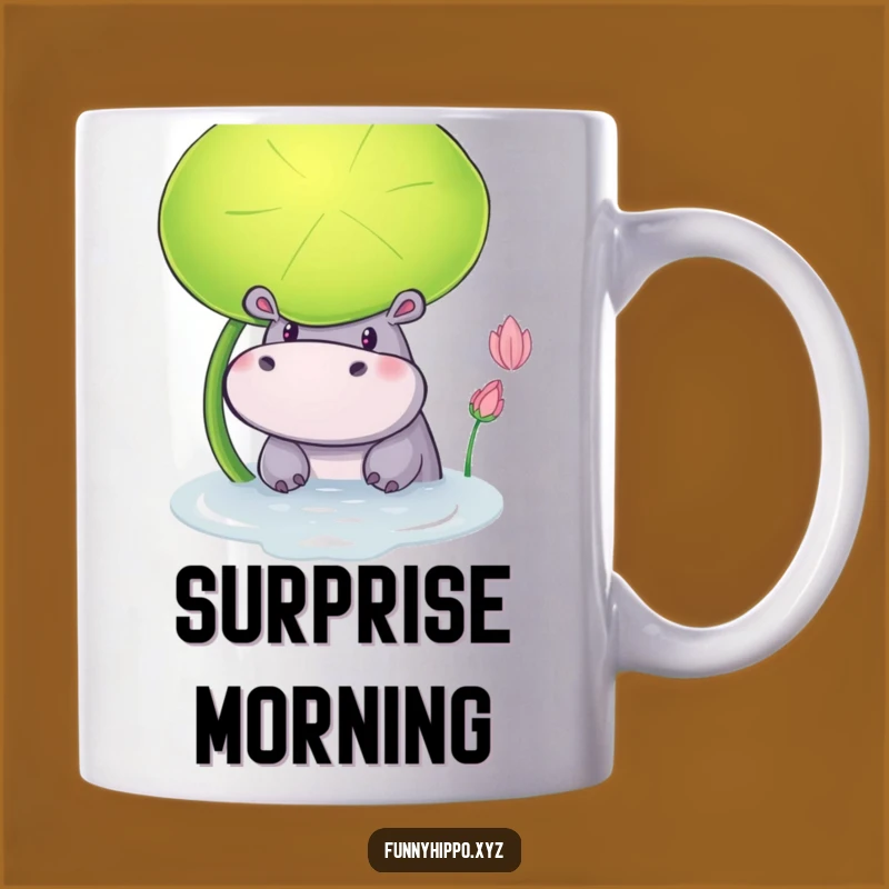 Funny Hippo Lily Pad Mug: Curious Hippo Peeking Out Perfect Funny Gift