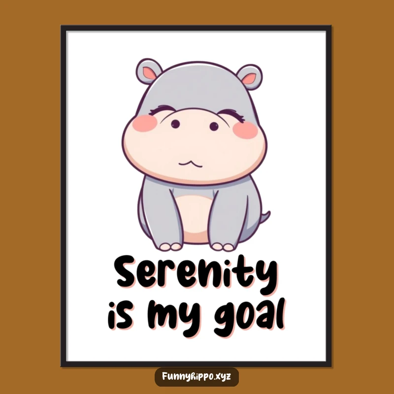 Funny Kawaii Hippo Digital Art - Instant Pure Delight Blissful Download