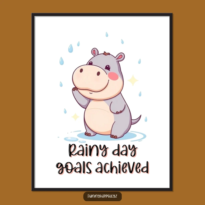 Funny Kawaii Hippo Digital Print: Instant Laughs, Comical Art Gift