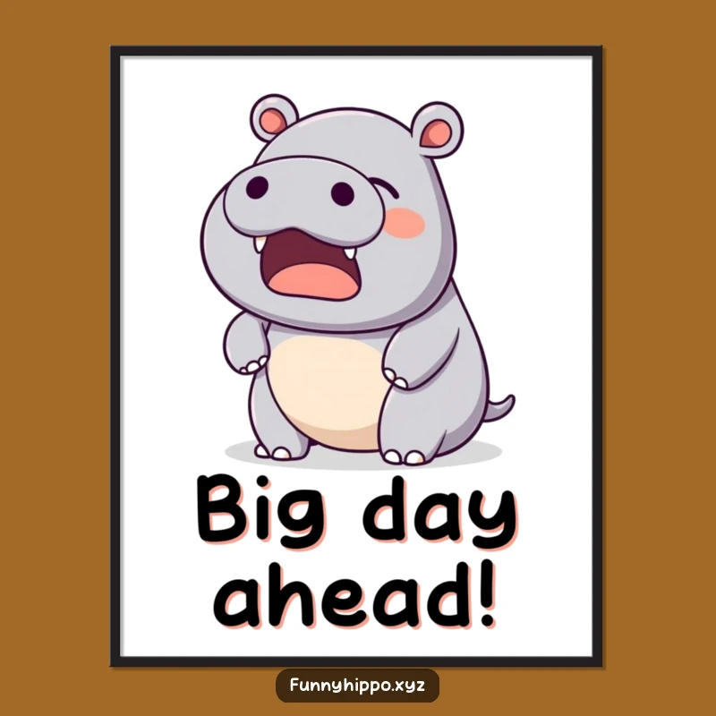 Funny Kawaii Hippo Yawn Digital Art: Instant Calm, Art Gift