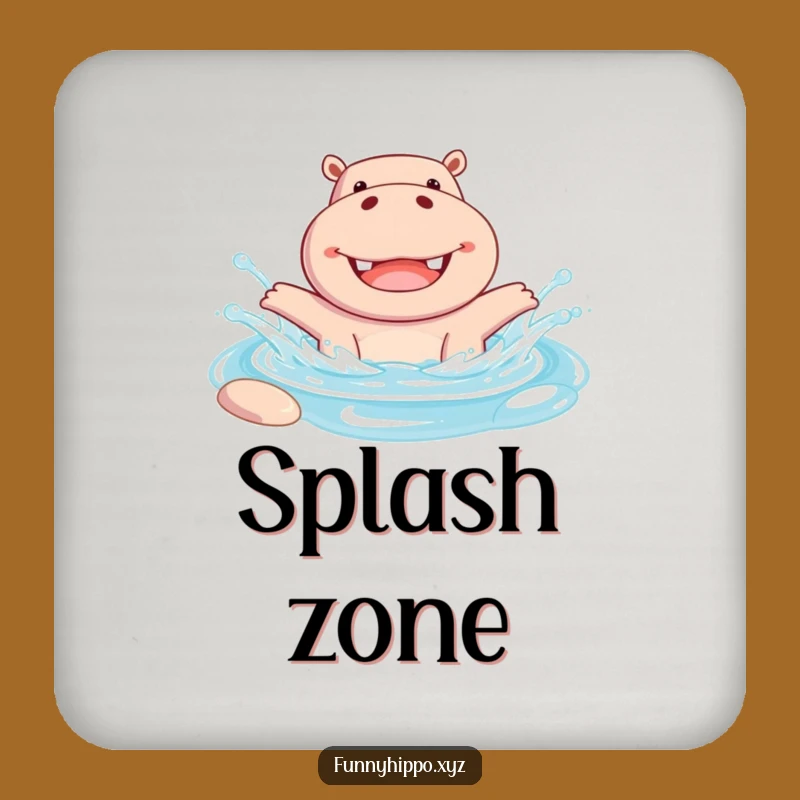 Funny Hippo Pool Splash Coaster: Cheerful Hippo Joyful Protection Perfect Party Gift