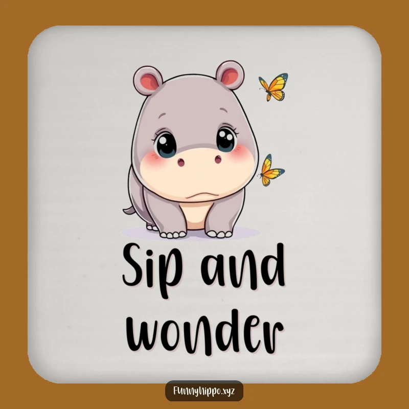 Funny Kawaii Hippo Butterfly Coaster Set - Cute Eyes Drink Protector