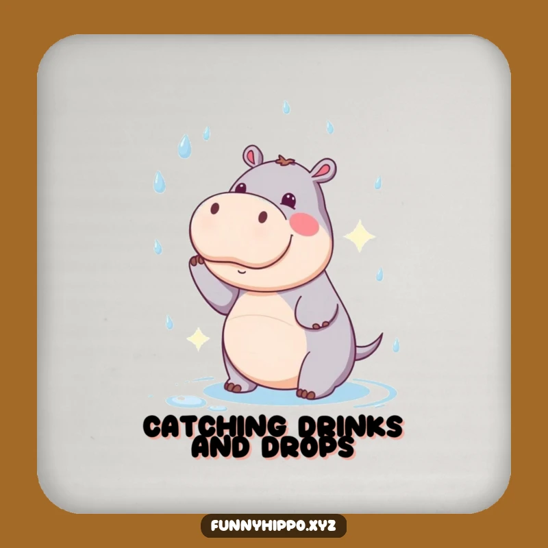 Funny Kawaii Hippo Coaster: Protect Surfaces with Humor, Gift Set