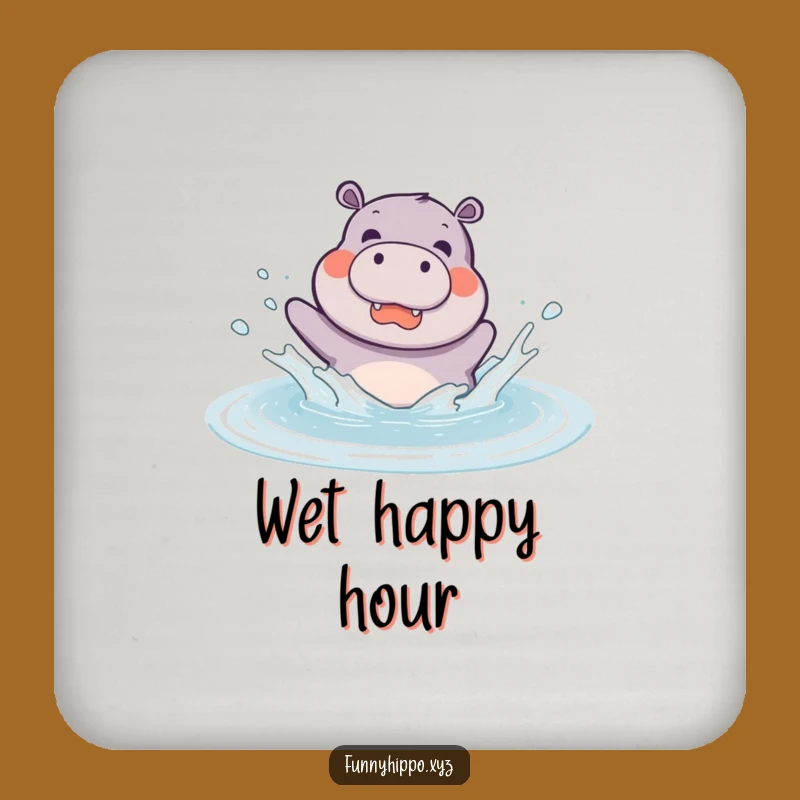 Funny Kawaii Hippo Splashing Coaster Set - Cute Puddle Hippo Drink Protector