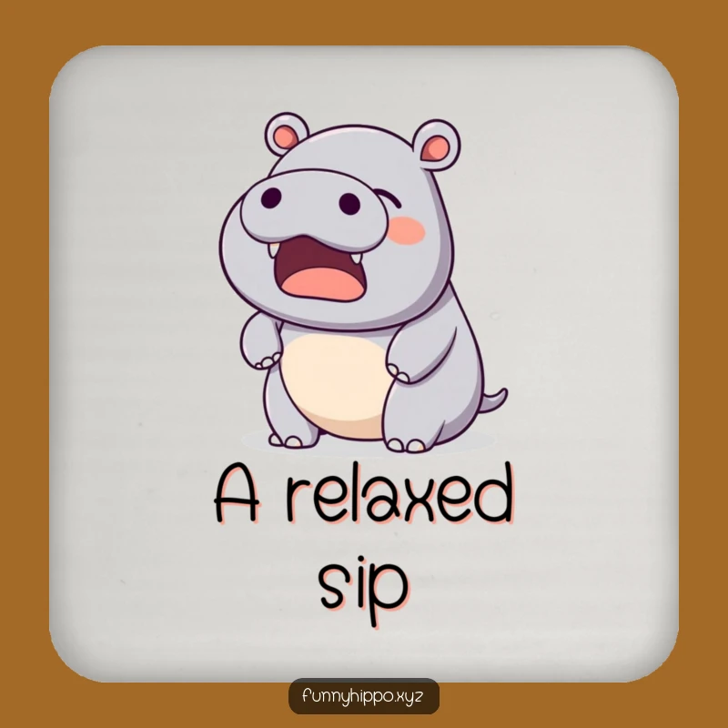 Funny Kawaii Hippo Yawn Coaster: Protect Surfaces Peacefully, Gift