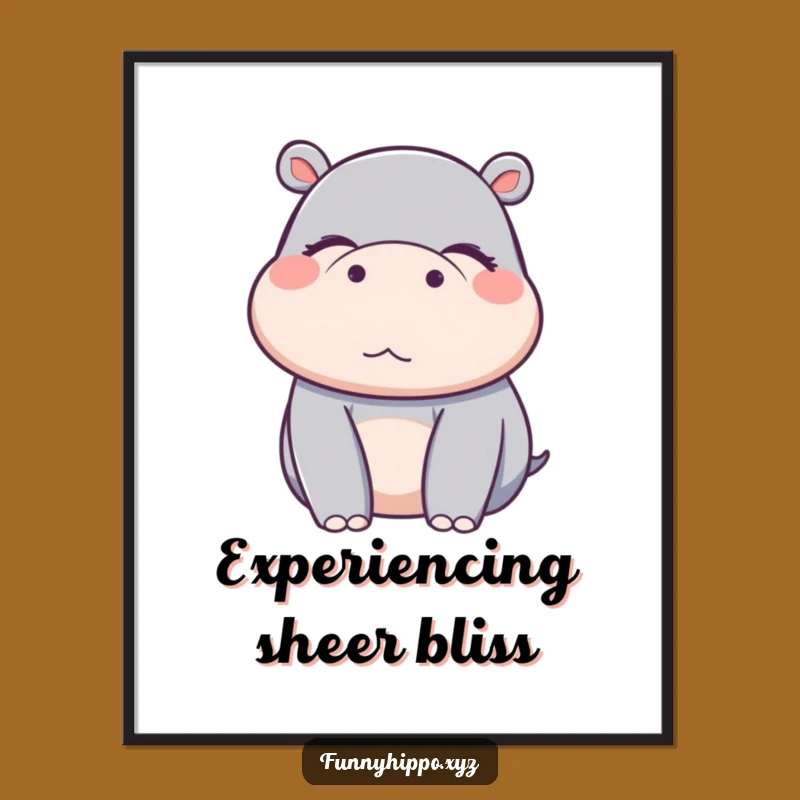 Funny Kawaii Hippo Poster - Pure Delight Blissful Art for Calm Decor