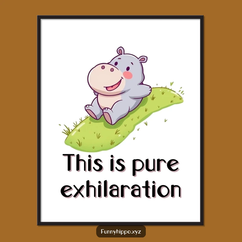Funny Kawaii Hippo Poster - Happy Sliding Art for Energetic Decor