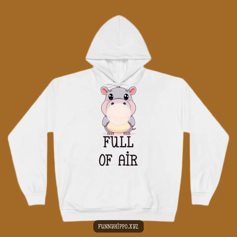 Funny Hippo Bubble Hoodie: Happy Wide-Eyed Hippo Blowing Giant Bubble Perfect Gift