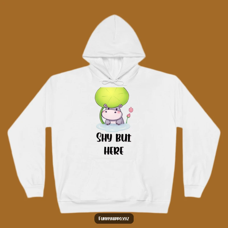 Funny Hippo Lily Pad Hoodie: Curious Hippo Peeking Out Perfect Cozy Gift