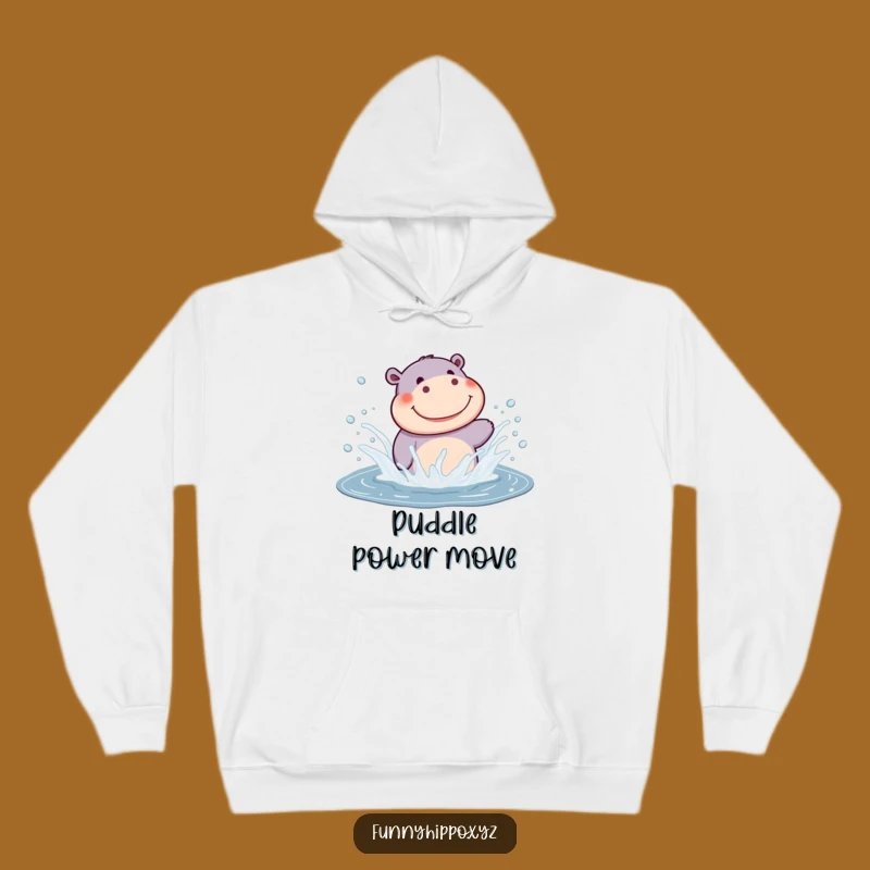 Funny Kawaii Hippo Splashing Hoodie: Cozy Joyful Sweatshirt