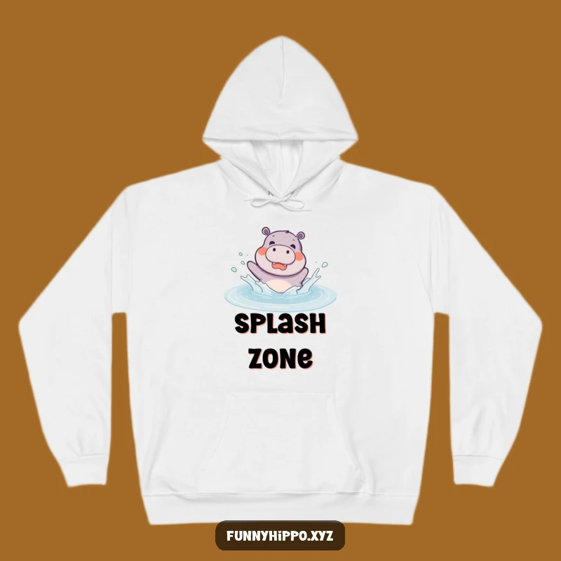 Cozy Kawaii Hippo Splashing Hoodie - Funny Warm Hippo Puddle Sweatshirt