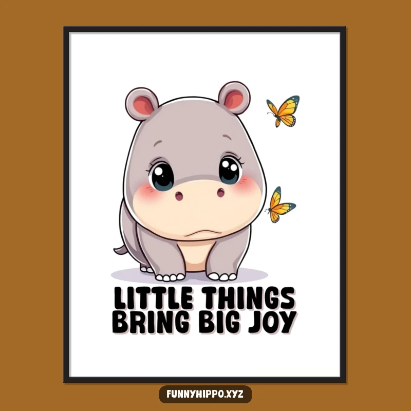 Free Printable Wall Art: Kawaii Hippo Butterfly Wonder - Cute Downloadable Decor!