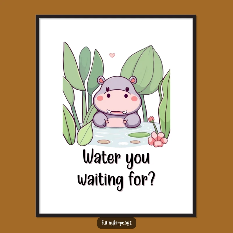 Free Printable Wall Art: Kawaii Hippo's Playful Peek, a Funny Downloadable Decor Piece