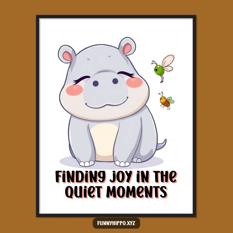 Funny Free Printable Hippo Art - Blissful Kawaii Downloadable Gift
