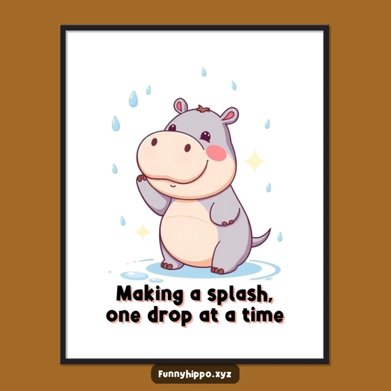 Funny Free Printable Hippo Wall Art - Comical Rain Catching Downloadable Art Decor