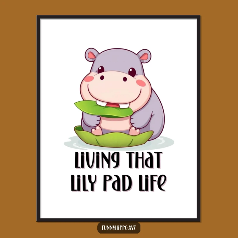 Funny Free Printable Hippo Art - Happy Kawaii Downloadable Gift