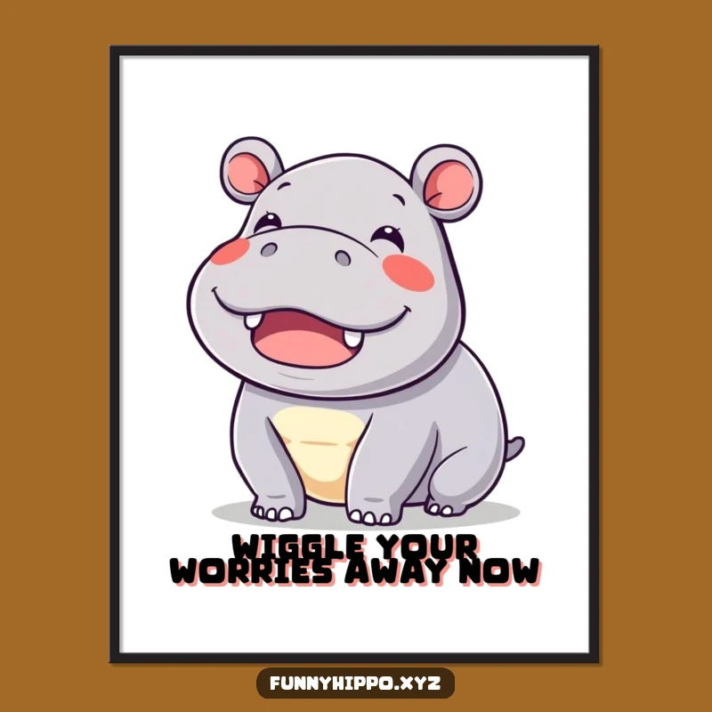 Free Printable Wall Art: Kawaii Hippo Ear Wiggle Joy - Cute Downloadable Decor!