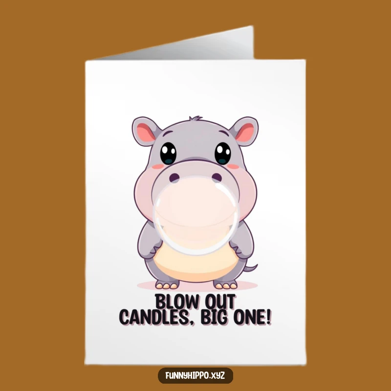 Free Printable Birthday Card: Wide-Eyed Hippo Bubble Fun! Hilarious Downloadable, DIY Gift.
