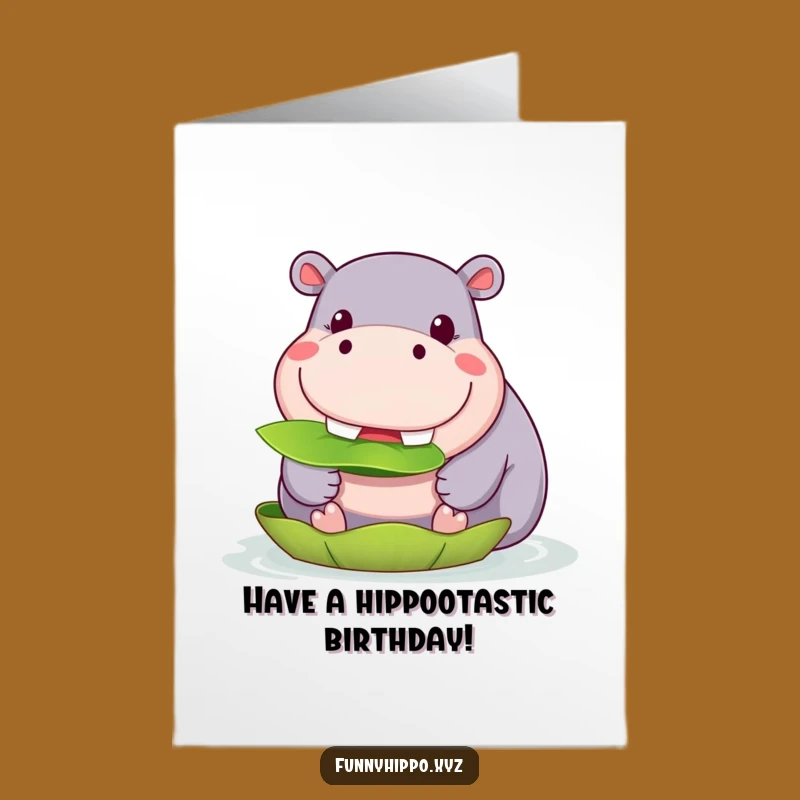 Happy Birthday Free Printable Hippo Card - Funny Munching Downloadable Gift!