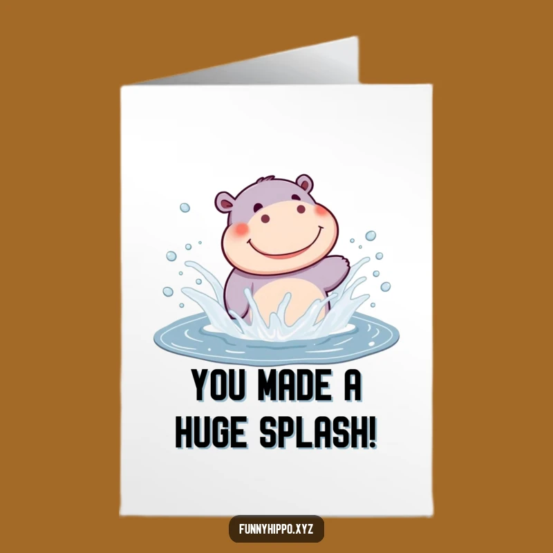 Big Congrats Free Printable Hippo Card - Funny Splashy Downloadable Gift