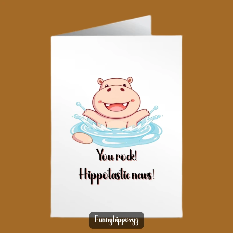 Free Printable Congratulations Card: Happy Hippo Splash Celebration! DIY Downloadable & Funny Gift.