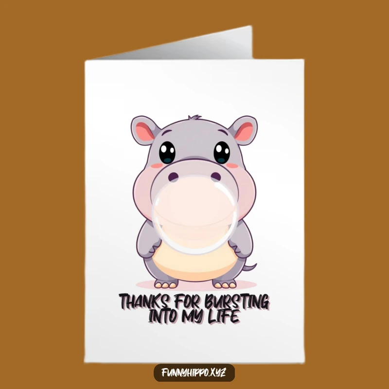Free Printable Thank You Card: Hippo Bubble Thanks! Downloadable & Hilarious DIY Gift.