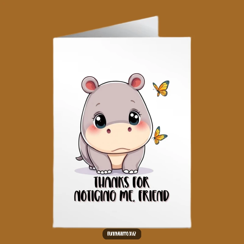 Free Printable Thank You Card: Kawaii Hippo's Gentle Thanks - Funny Downloadable!
