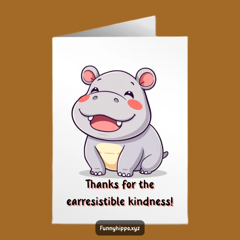 Free Printable Thank You Card: Kawaii Hippo's Happy Wiggles - Funny Downloadable!