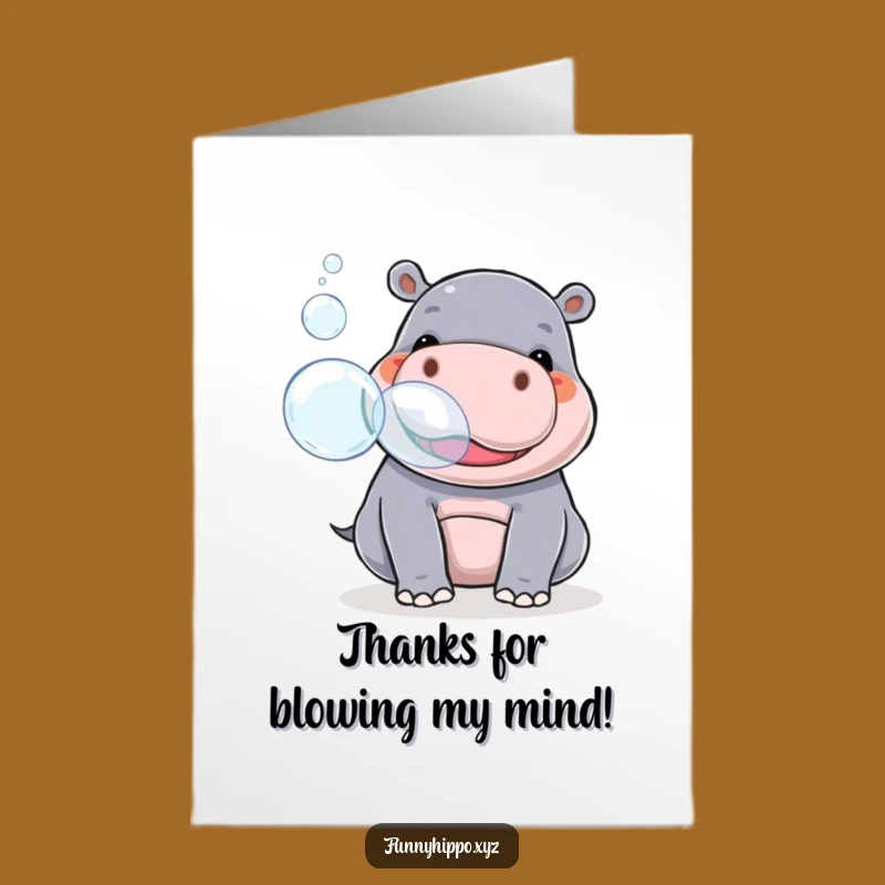 Free Printable Thank You Card: Kawaii Hippo Bubbles of Gratitude - Funny Downloadable!
