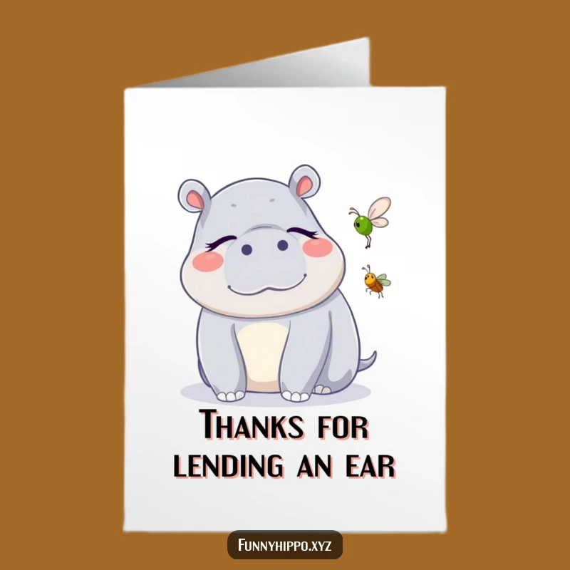 Zen Thanks Free Printable Hippo Card - Cute Downloadable Gift