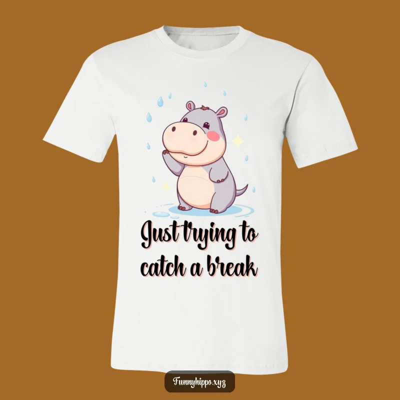 Funny Kawaii Hippo T-Shirt: Comical Raindrop Catching Tee, A Hilarious Gift