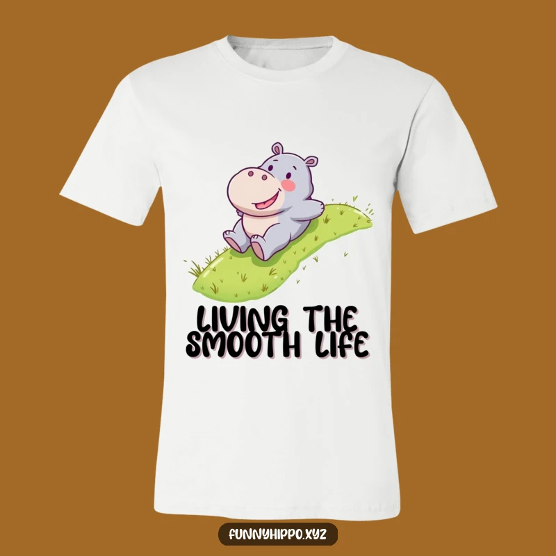 Funny Kawaii Hippo T-Shirt - Happy Sliding Hippo Tee for Thrill Seekers