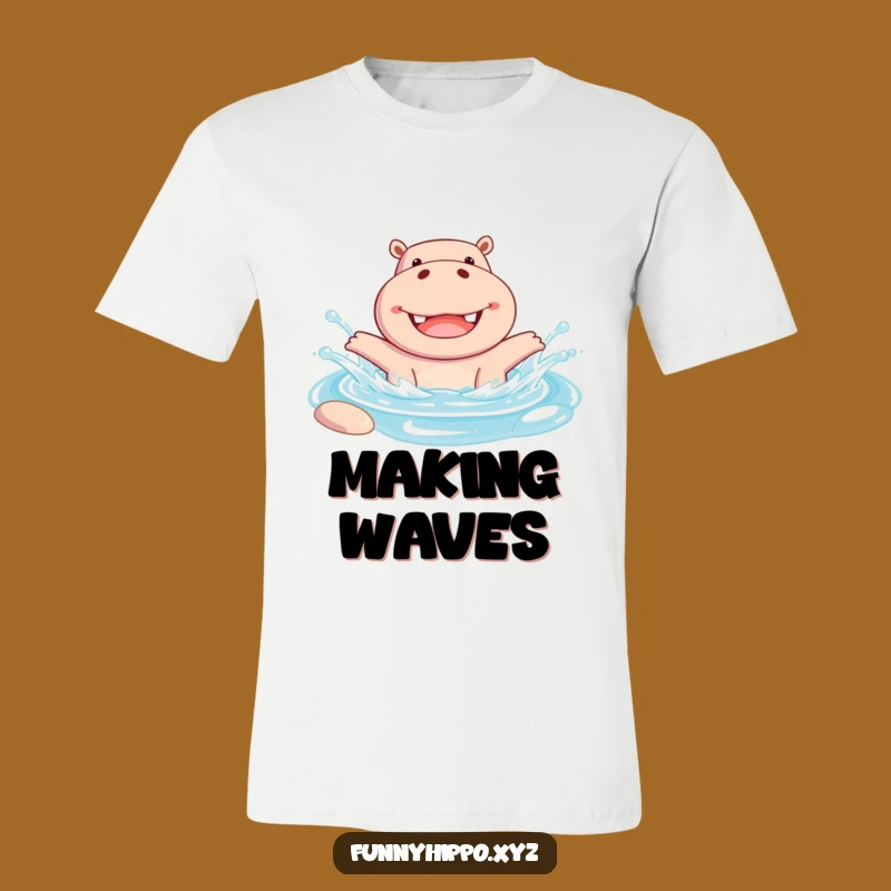 Funny Hippo Splash T-Shirt: Cheerful Hippo Joyfully Playing in Pool Perfect Gift