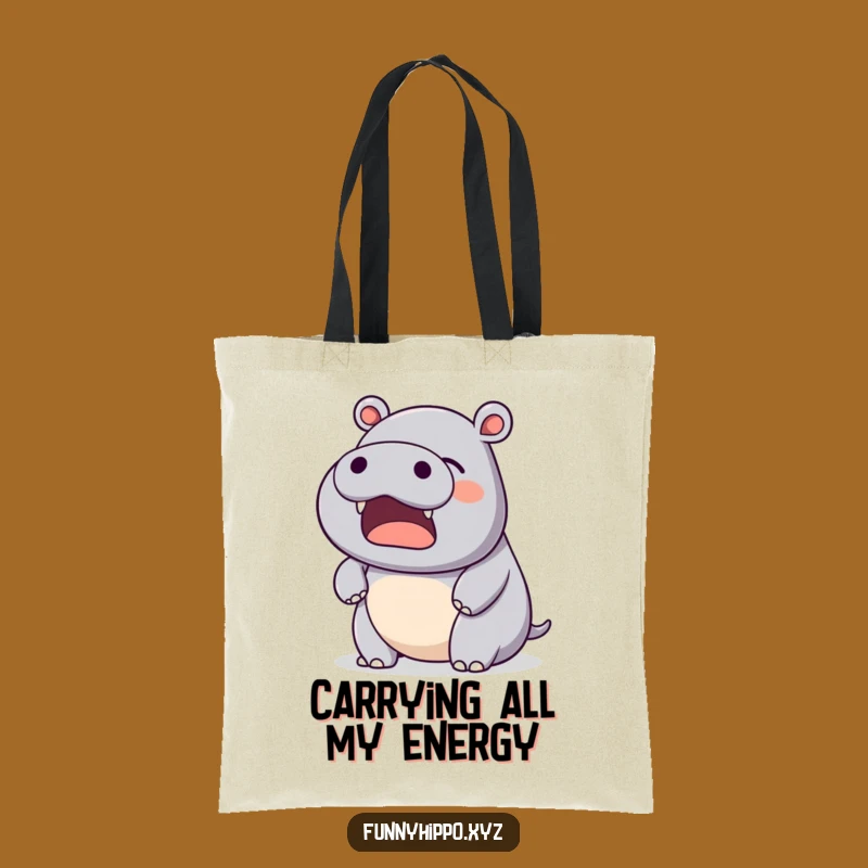 Funny Kawaii Hippo Yawn Tote Bag: Carry Your Calm, Gift Idea