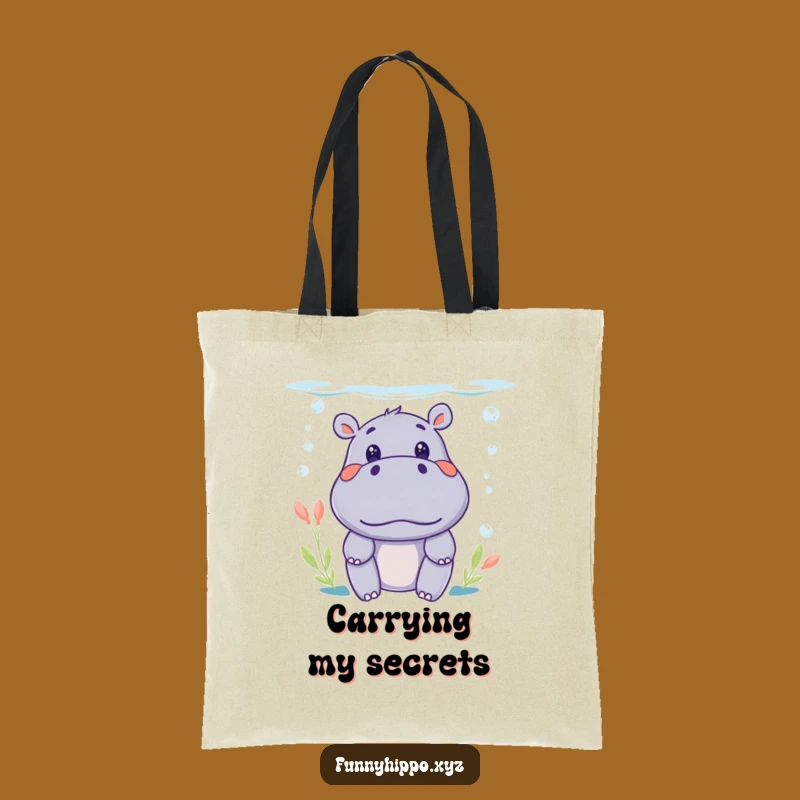 Funny Kawaii Hippo Surprise Tote Bag: Underwater Discovery, Great Gift