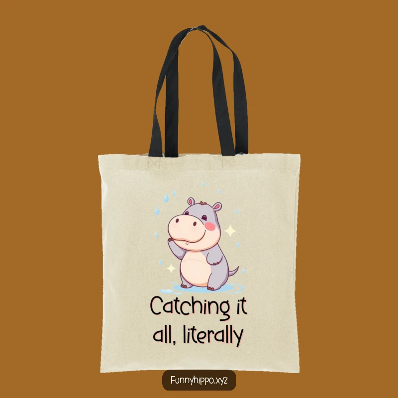 Funny Kawaii Hippo Tote Bag: Comical Rain Hunter Accessory, Perfect Gift