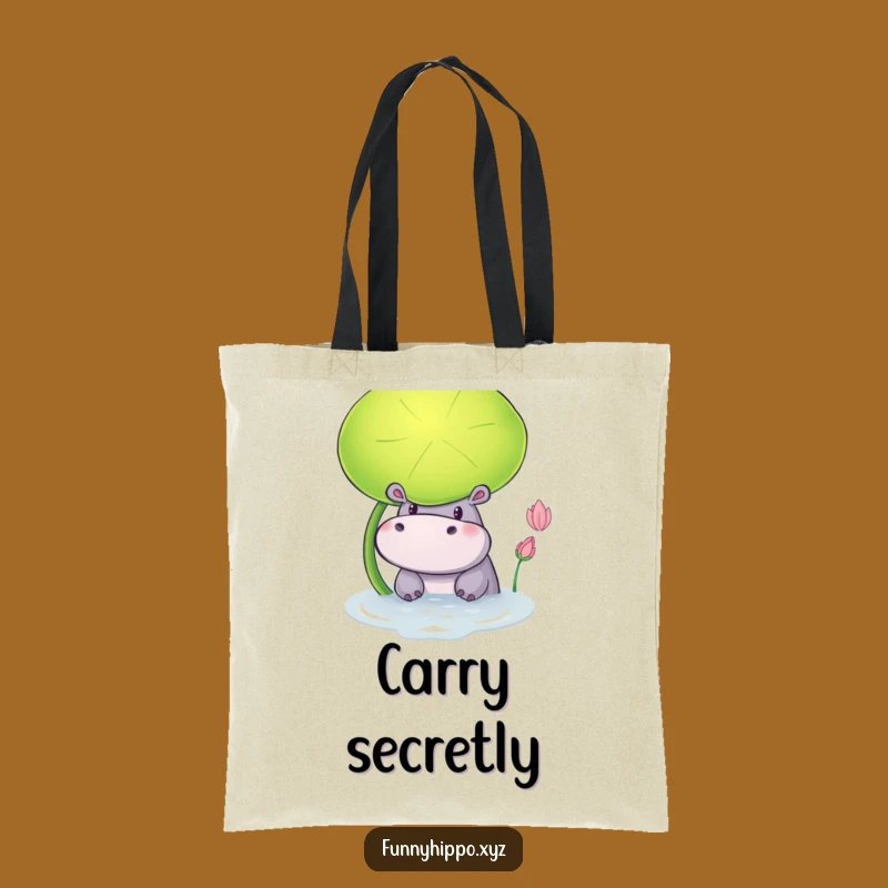 Funny Hippo Lily Pad Tote Bag: Curious Hippo Peeking Out Perfect Gift