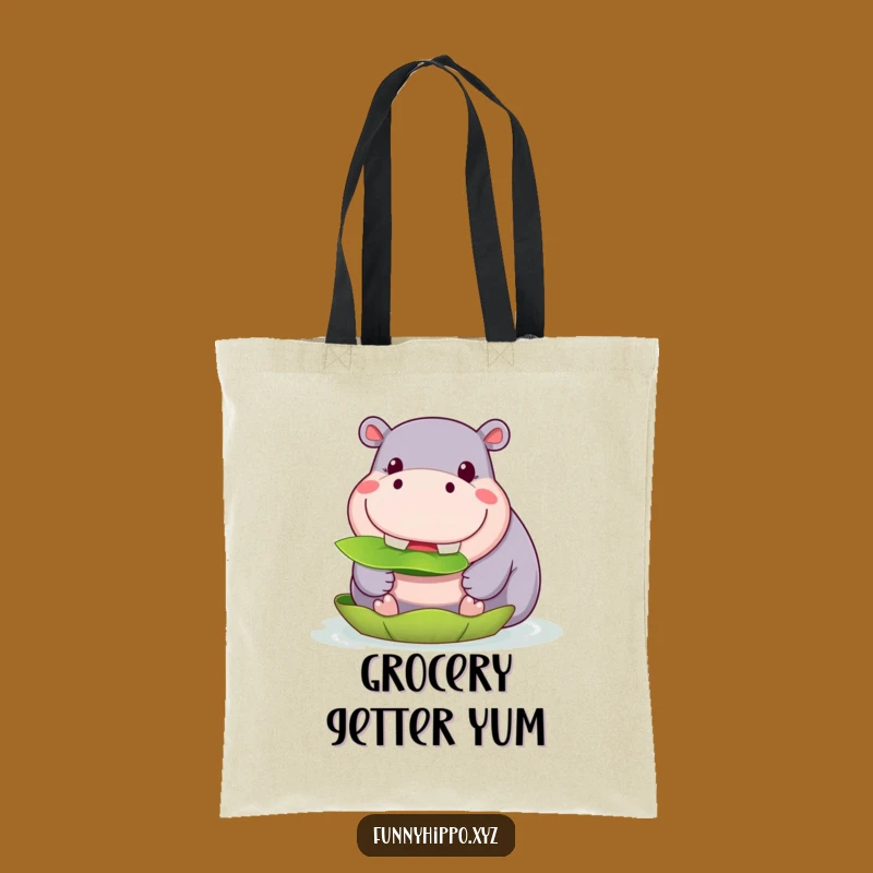 Funny Kawaii Hippo Lily Pad Tote Bag: Carry Your Snacks in Style