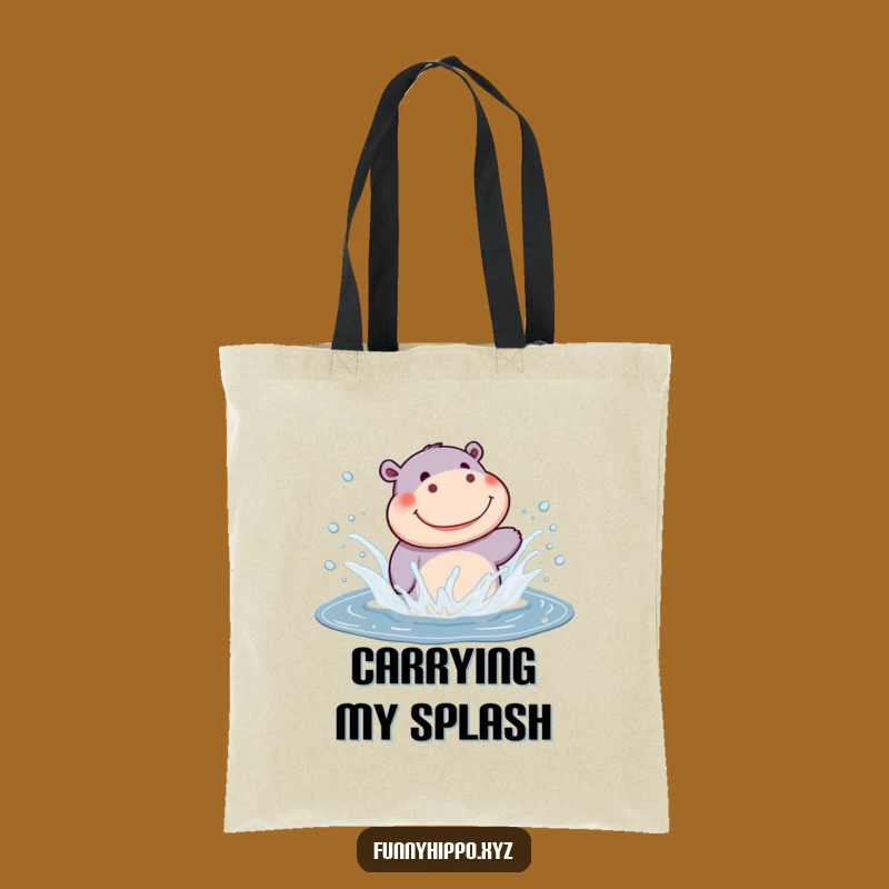 Funny Kawaii Hippo Splashing Tote Bag: Carry Your Joyful Essentials